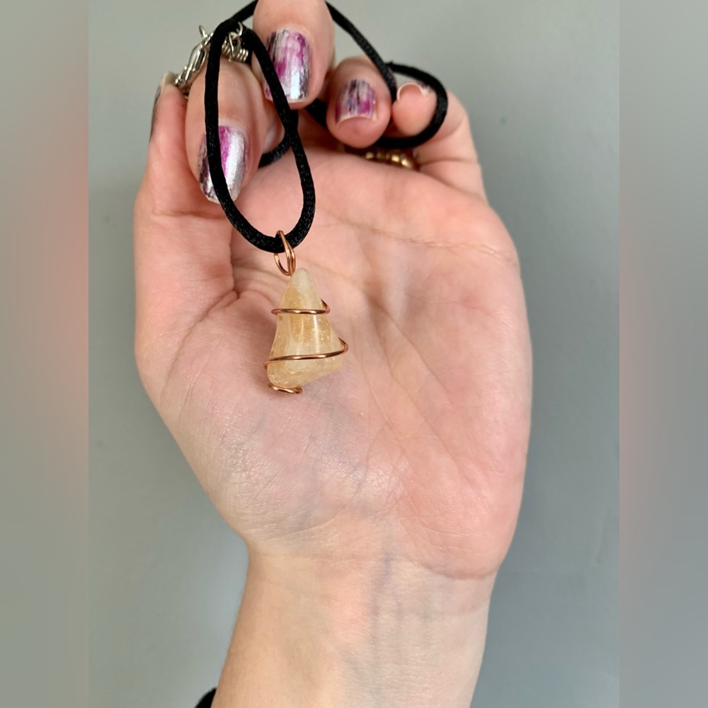 Citrine Copper Spiral Necklace